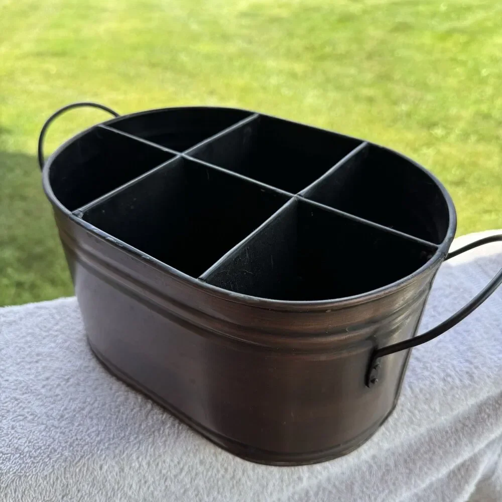 Better Homes & Gardens Metal Garden Tool Caddy Organizer 6 Compartment Bronze
